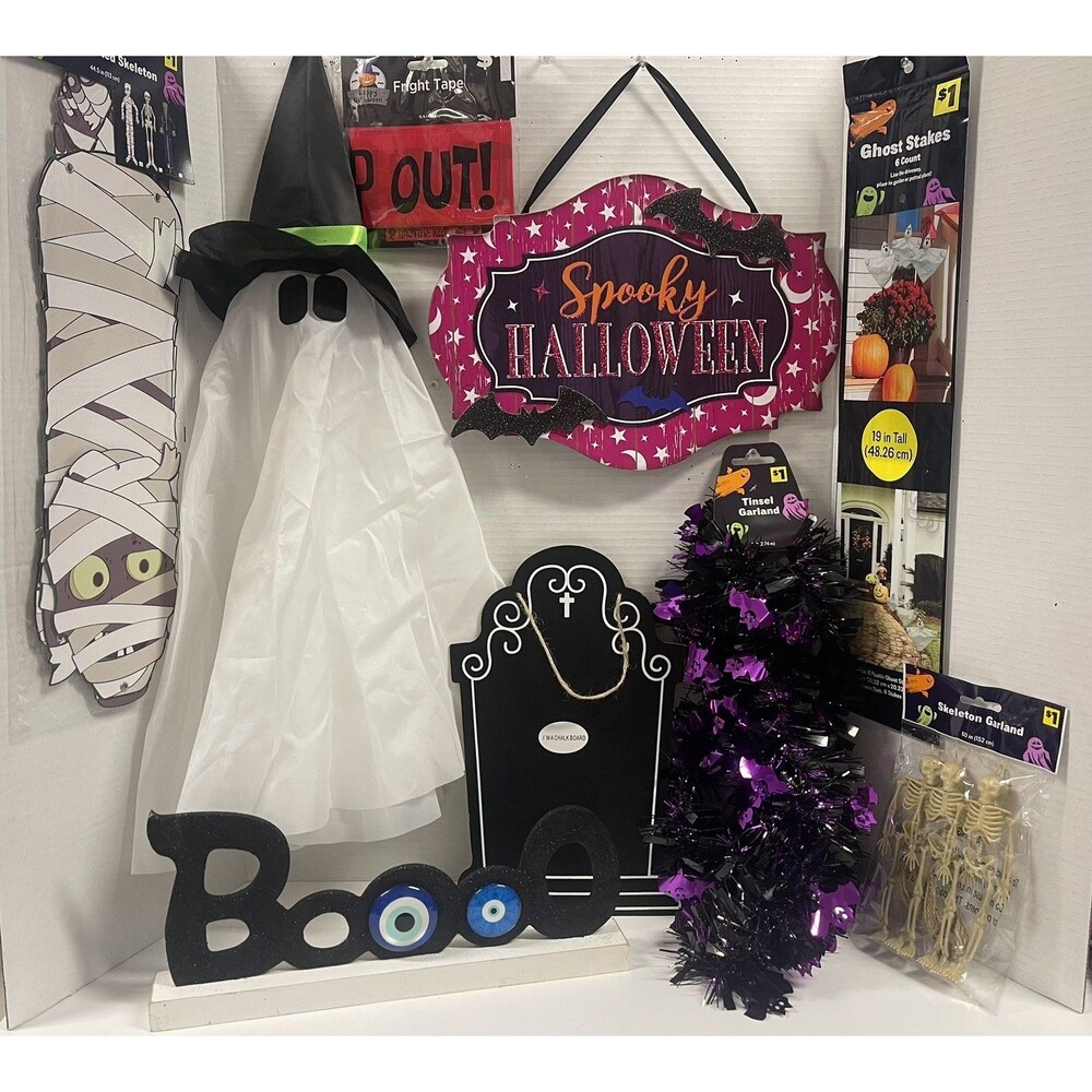 Halloween decorations: Wall Signs, Gel Clings, Wind Dancer, Garland, Tape #662
